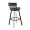 Armen Living Roman 26" Gray Faux Leather and Black Metal Swivel Bar Stool LCRMBABLGR26 - alternate 7